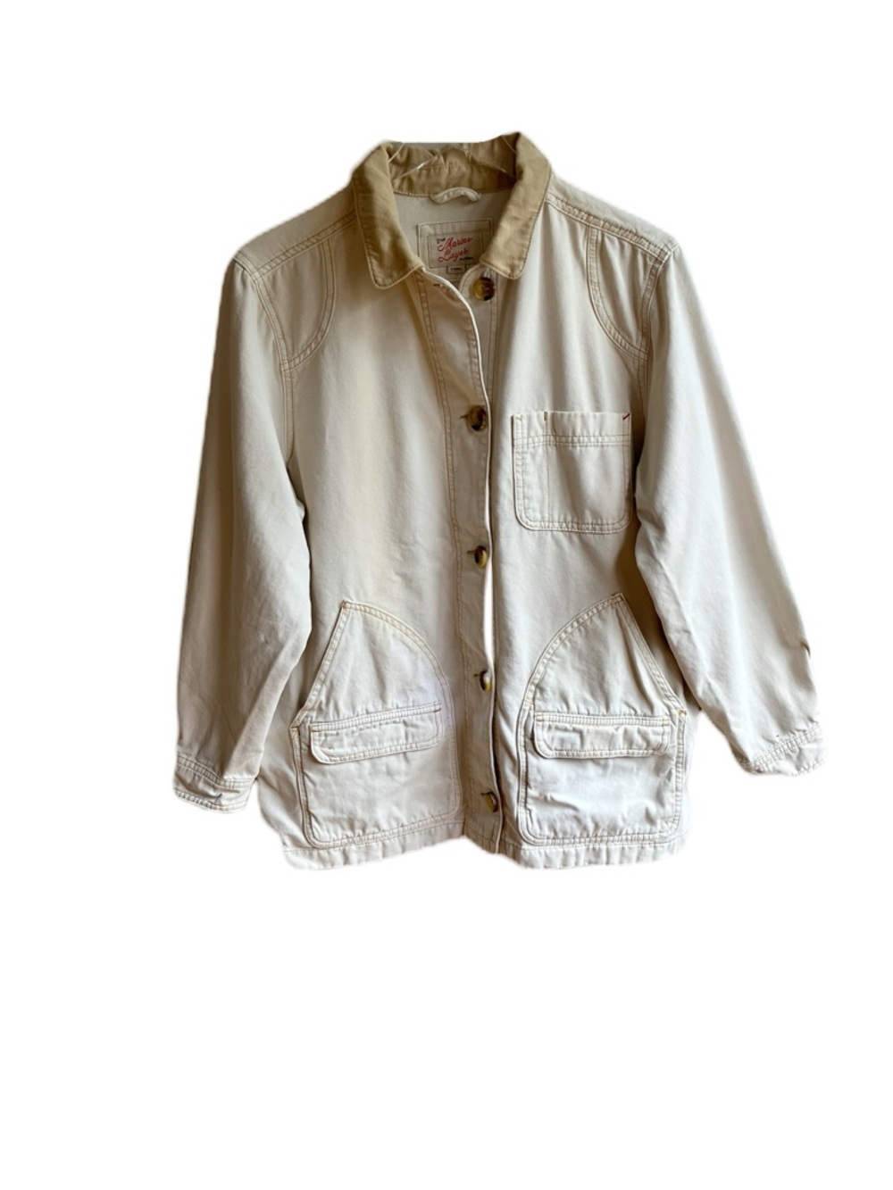 Marine Layer Finley Barn Jacket Size XS Cream Chore Coat Utility Pockets Outdoor - Picture 15 of 15